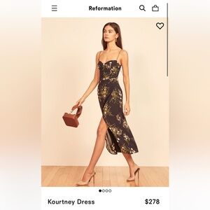 Reformation Black Floral Kourtney Dress - Worn Twice